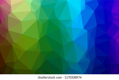Dark Multicolor, Rainbow vector shining hexagonal template. Triangular geometric sample with gradient.  The polygonal design can be used for your web site.