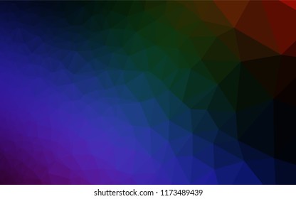 Dark Multicolor, Rainbow vector shining hexagonal template. Shining illustration, which consist of triangles. The polygonal design can be used for your web site.