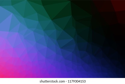 Dark Multicolor, Rainbow vector shining hexagonal background. Geometric illustration in Origami style with gradient.  Brand new design for your business.