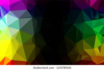 Dark Multicolor, Rainbow vector shining hexagonal background. A vague abstract illustration with gradient. Brand new style for your business design.