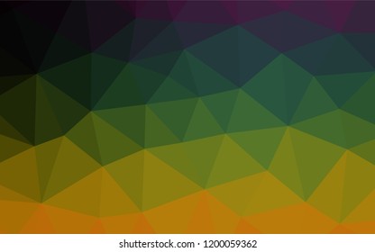 Dark Multicolor, Rainbow vector shining hexagonal pattern. A sample with polygonal shapes. Triangular pattern for your business design.