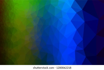 Dark Multicolor, Rainbow vector shining hexagonal background. Triangular geometric sample with gradient.  Brand new design for your business.