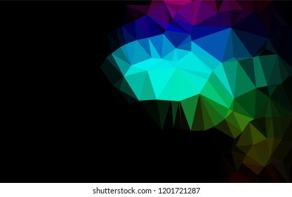 Dark Multicolor, Rainbow vector shining hexagonal pattern. Geometric illustration in Origami style with gradient.  A completely new template for your business design.
