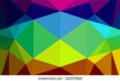 Dark Multicolor, Rainbow vector shining hexagonal template. A vague abstract illustration with gradient. Triangular pattern for your business design.