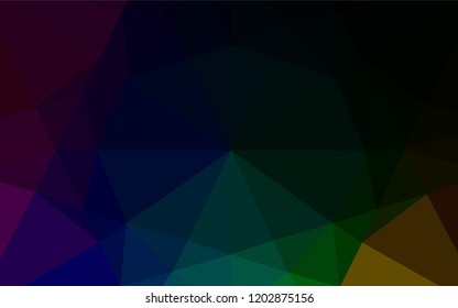 Dark Multicolor, Rainbow vector shining hexagonal background. Geometric illustration in Origami style with gradient.  A new texture for your design.
