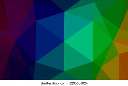 Dark Multicolor, Rainbow vector shining hexagonal background. Geometric illustration in Origami style with gradient.  The polygonal design can be used for your web site.