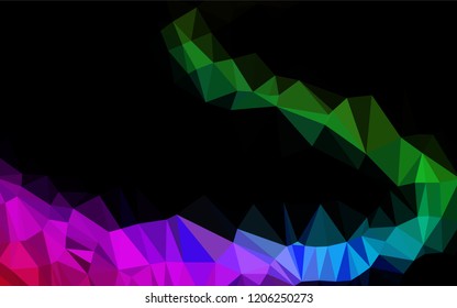 Dark Multicolor, Rainbow vector shining hexagonal template. Creative geometric illustration in Origami style with gradient. The elegant pattern can be used as part of a brand book.