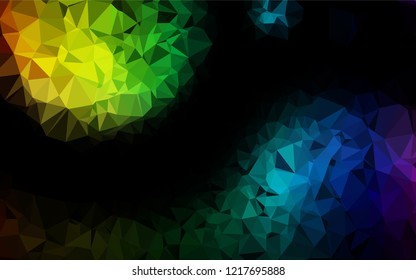 Dark Multicolor, Rainbow vector shining hexagonal template. Creative illustration in halftone style with gradient. The best triangular design for your business.