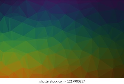 Dark Multicolor, Rainbow vector shining hexagonal template. Geometric illustration in Origami style with gradient.  Brand new style for your business design.