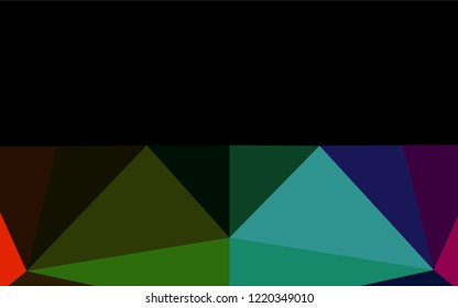 Dark Multicolor, Rainbow vector shining hexagonal pattern. Triangular geometric sample with gradient.  A completely new template for your business design.