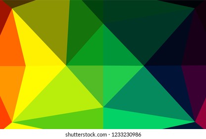 Dark Multicolor, Rainbow vector shining hexagonal background. Colorful illustration in abstract style with gradient. Triangular pattern for your business design.