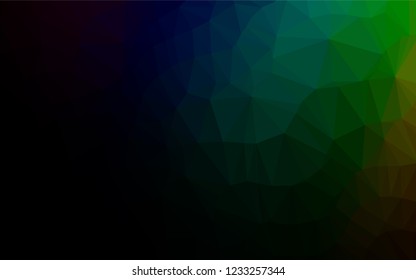 Dark Multicolor, Rainbow vector shining hexagonal pattern. Geometric illustration in Origami style with gradient.  The template can be used as a background for cell phones.