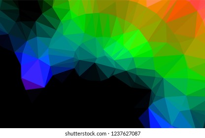Dark Multicolor, Rainbow vector shining hexagonal pattern. A sample with polygonal shapes. A completely new template for your business design.