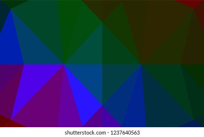 Dark Multicolor, Rainbow vector shining hexagonal pattern. Creative illustration in halftone style with gradient. The template can be used as a background for cell phones.