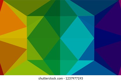 Dark Multicolor, Rainbow vector shining hexagonal template. A sample with polygonal shapes. Brand new design for your business.