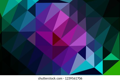 Dark Multicolor, Rainbow vector shining triangular background. Shining illustration, which consist of triangles. Textured pattern for background.