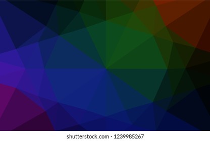 Dark Multicolor, Rainbow vector shining hexagonal template. Triangular geometric sample with gradient.  The completely new template can be used for your brand book.