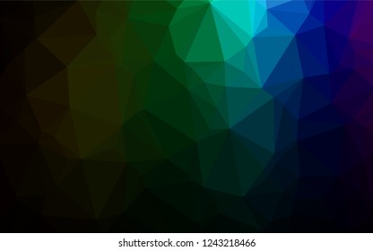 Dark Multicolor, Rainbow vector shining hexagonal background. Colorful illustration in abstract style with gradient. The textured pattern can be used for background.