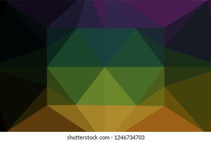Dark Multicolor, Rainbow vector shining hexagonal background. Colorful abstract illustration with gradient. Brand new style for your business design.