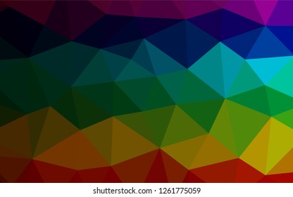 Dark Multicolor, Rainbow vector shining hexagonal pattern. Geometric illustration in Origami style with gradient.  The elegant pattern can be used as part of a brand book.