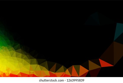 Dark Multicolor, Rainbow vector shining hexagonal pattern. Triangular geometric sample with gradient.  The polygonal design can be used for your web site.