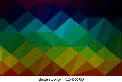 Dark Multicolor, Rainbow vector shining triangular pattern. Triangular geometric sample with gradient.  Textured pattern for background.