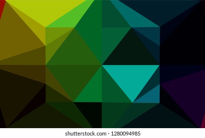 Dark Multicolor, Rainbow vector shining hexagonal background. An elegant bright illustration with gradient. Triangular pattern for your business design.