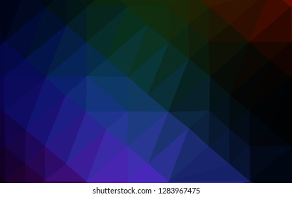 Dark Multicolor, Rainbow vector shining triangular template. Colorful illustration in Origami style with gradient.  Template for your brand book.