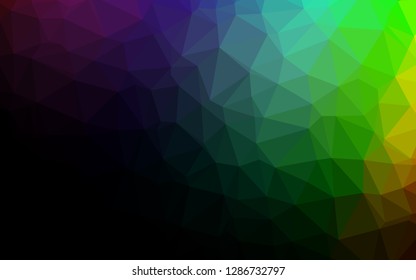 Dark Multicolor, Rainbow vector shining triangular pattern. Shining illustration, which consist of triangles. Brand new design for your business.