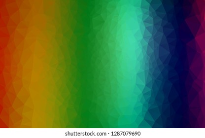 Dark Multicolor, Rainbow vector shining triangular template. Triangular geometric sample with gradient.  Brand new style for your business design.