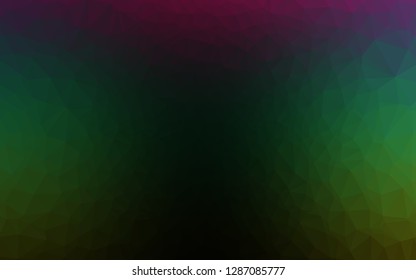 Dark Multicolor, Rainbow vector shining triangular template. Colorful illustration in Origami style with gradient.  Completely new design for your business.