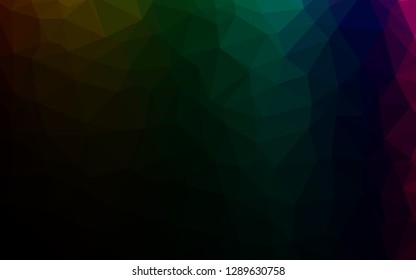 Dark Multicolor, Rainbow vector shining triangular template. Geometric illustration in Origami style with gradient. The best triangular design for your business.