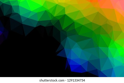 Dark Multicolor, Rainbow vector shining triangular template. Geometric illustration in Origami style with gradient. Textured pattern for background.