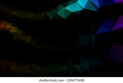 Dark Multicolor, Rainbow vector shining triangular pattern. Modern geometrical abstract illustration with gradient. Completely new design for your business.