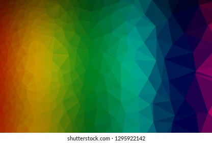 Dark Multicolor, Rainbow vector shining triangular pattern. A completely new color illustration in a vague style. Polygonal design for your web site.