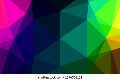 Dark Multicolor, Rainbow vector shining hexagonal background. Colorful illustration in abstract style with gradient. Brand new style for your business design.