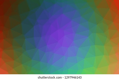 Dark Multicolor, Rainbow vector shining triangular pattern. Creative illustration in halftone style with gradient. Template for a cell phone background.