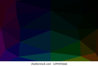 Dark Multicolor, Rainbow vector shining triangular template. A vague abstract illustration with gradient. Template for a cell phone background.