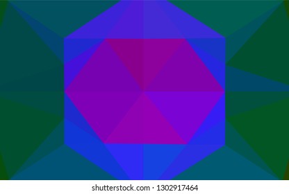 Dark Multicolor, Rainbow vector shining hexagonal pattern. Triangular geometric sample with gradient.  The best triangular design for your business.