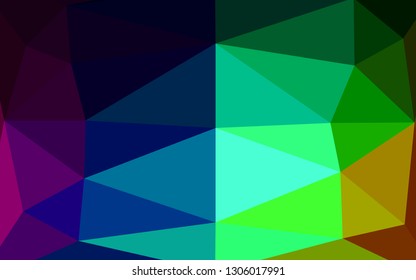 Dark Multicolor, Rainbow vector shining triangular template. Colorful illustration in abstract style with gradient. Template for your brand book.