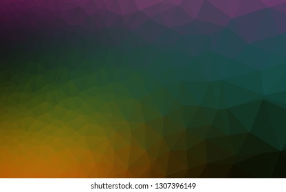 Dark Multicolor, Rainbow vector shining triangular background. Colorful illustration in Origami style with gradient.  Triangular pattern for your business design.