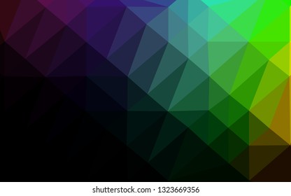 Dark Multicolor, Rainbow vector shining triangular template. A sample with polygonal shapes. The best triangular design for your business.