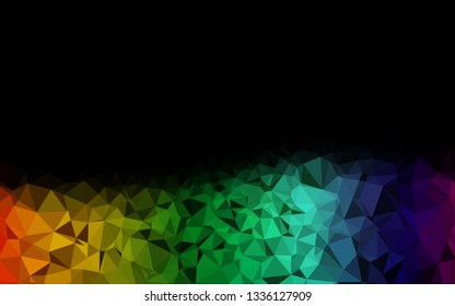 Dark Multicolor, Rainbow vector shining triangular pattern. A sample with polygonal shapes. Brand new design for your business.