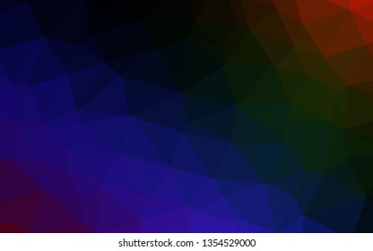 Dark Multicolor, Rainbow vector shining triangular pattern. Brand new colorful illustration in with gradient. Polygonal design for your web site.