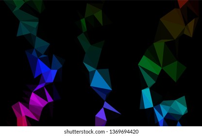 Dark Multicolor, Rainbow vector shining hexagonal pattern. Creative geometric illustration in Origami style with gradient. The textured pattern can be used for background.