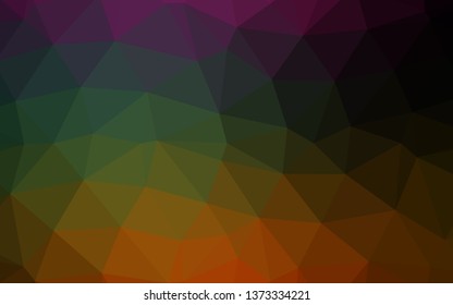 Dark Multicolor, Rainbow vector shining triangular template. Creative illustration in halftone style with gradient. Polygonal design for your web site.