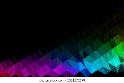 Dark Multicolor, Rainbow vector shining triangular template. Triangular geometric sample with gradient.  Textured pattern for background.