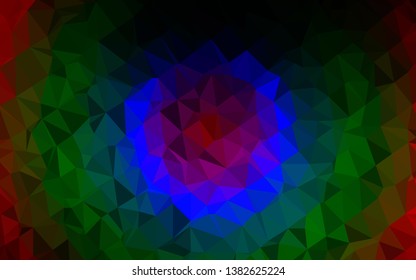 Dark Multicolor, Rainbow vector shining triangular pattern. A completely new color illustration in a vague style. Brand new design for your business.