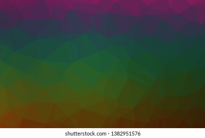 Dark Multicolor, Rainbow vector shining triangular pattern. Colorful illustration in abstract style with gradient. Brand new design for your business.