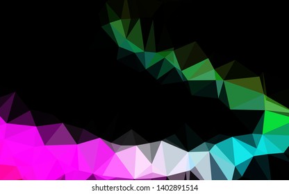 Dark Multicolor, Rainbow vector shining triangular template. Colorful illustration in Origami style with gradient.  New texture for your design.